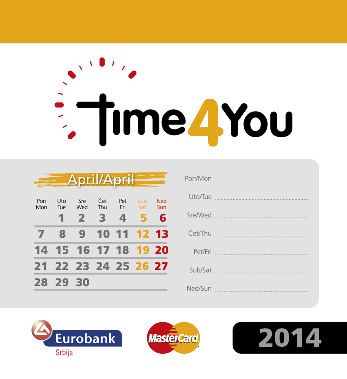 Mastercard Time4You kampanja - kalendar